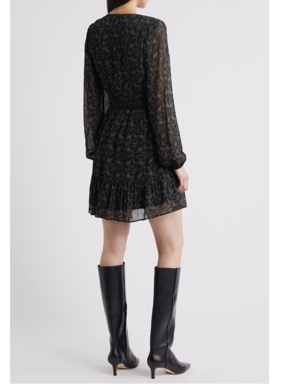 NWT Paige Brasserie Long Sleeve Minidress, Size 4, Black/Aloe - Picture 2 of 14